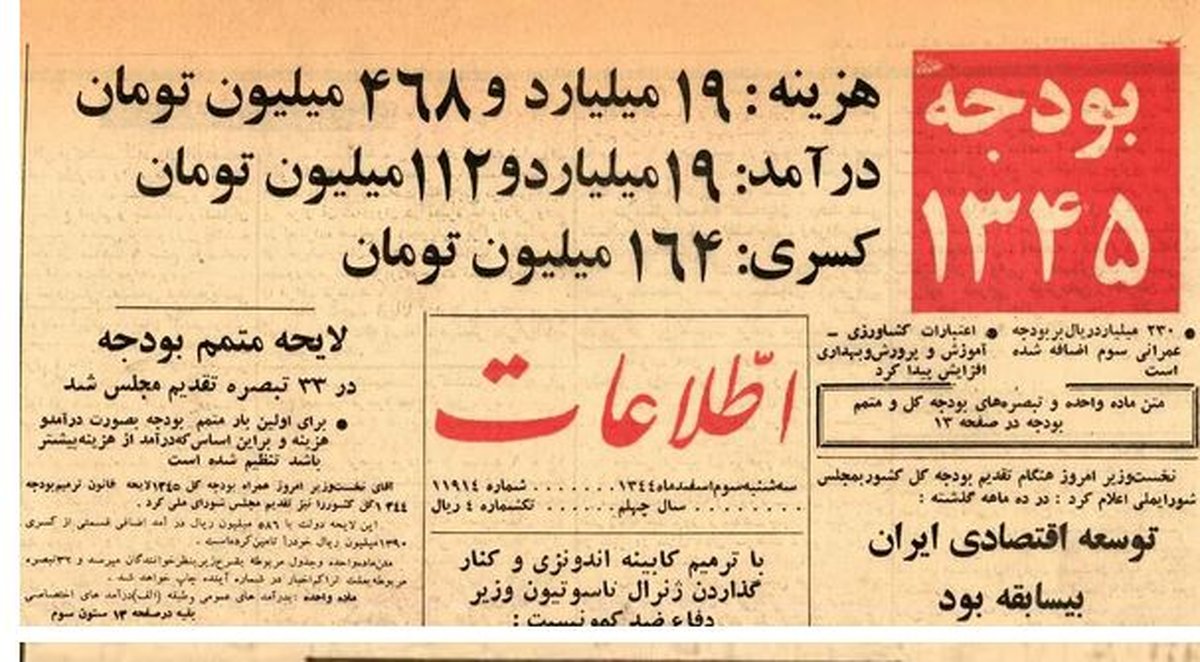۶۰ سال پیش بودجه کشور چند میلیارد بود و چقدر کسری داشت؟